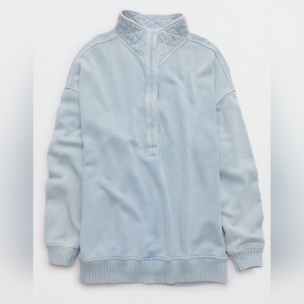 Aerie OH SNAP Sweatshirt Large Cloud Wash NWT Light Blue